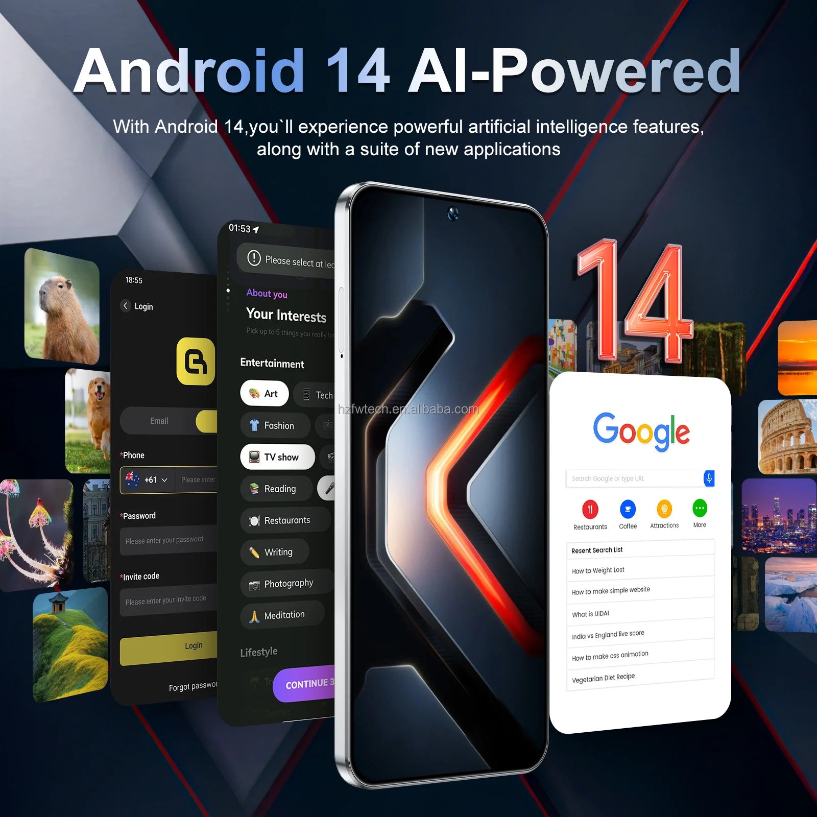 2025 New GT30 Pro Android14 5g Smartphone HD 7.3 Inch Screen Deca Core CPU LTE Cellular Dual Card Mobile Phone