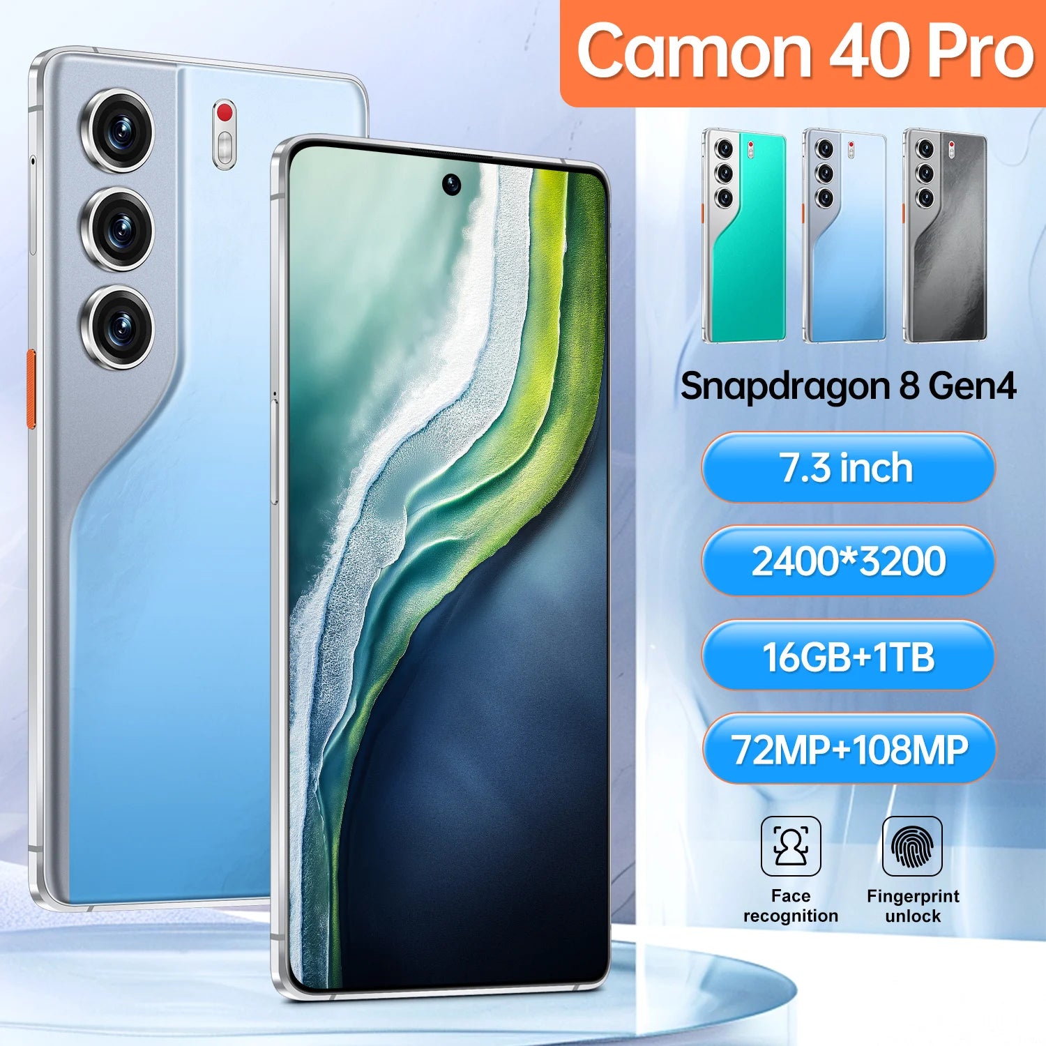 New Arriving Camon 40 Pro 5G Mobile Phone Deca Core 16GB+1TB Android 15 Dual SIM Smartphone