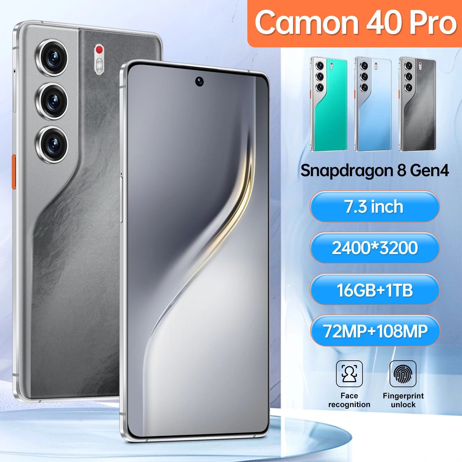 New Arriving Camon 40 Pro 5G Mobile Phone Deca Core 16GB+1TB Android 15 Dual SIM Smartphone
