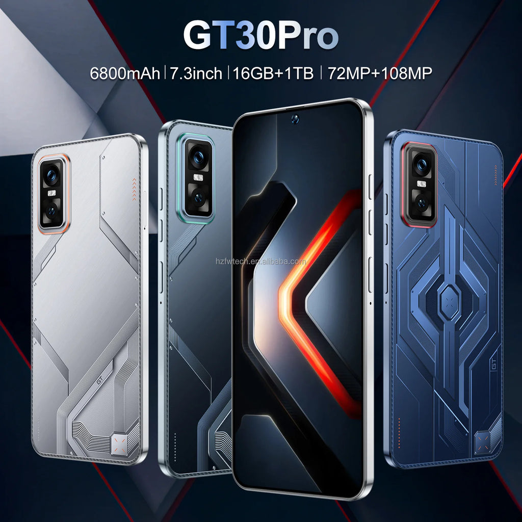 2025 New GT30 Pro Android14 5g Smartphone HD 7.3 Inch Screen Deca Core CPU LTE Cellular Dual Card Mobile Phone