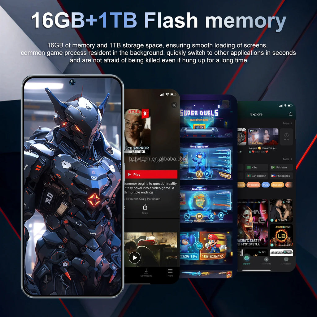 2025 New GT30 Pro Android14 5g Smartphone HD 7.3 Inch Screen Deca Core CPU LTE Cellular Dual Card Mobile Phone