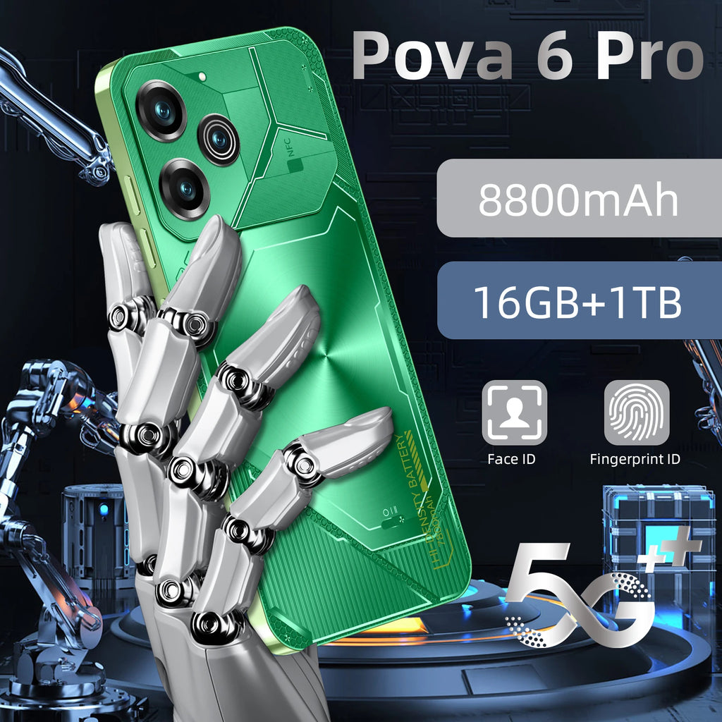 Unlocked Pova6Pro 5G Smartphone 6.8Inch Display with High-Capacity 8800mAh Battery