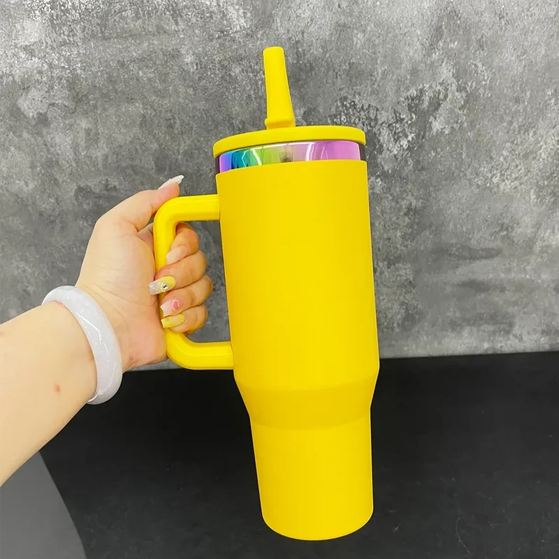 Us in Stock 40 OZ Colorful Rainbow Plated Eco Friendly Insulated Cup Custom 40 OZ Travel Tumbler for Daily Use