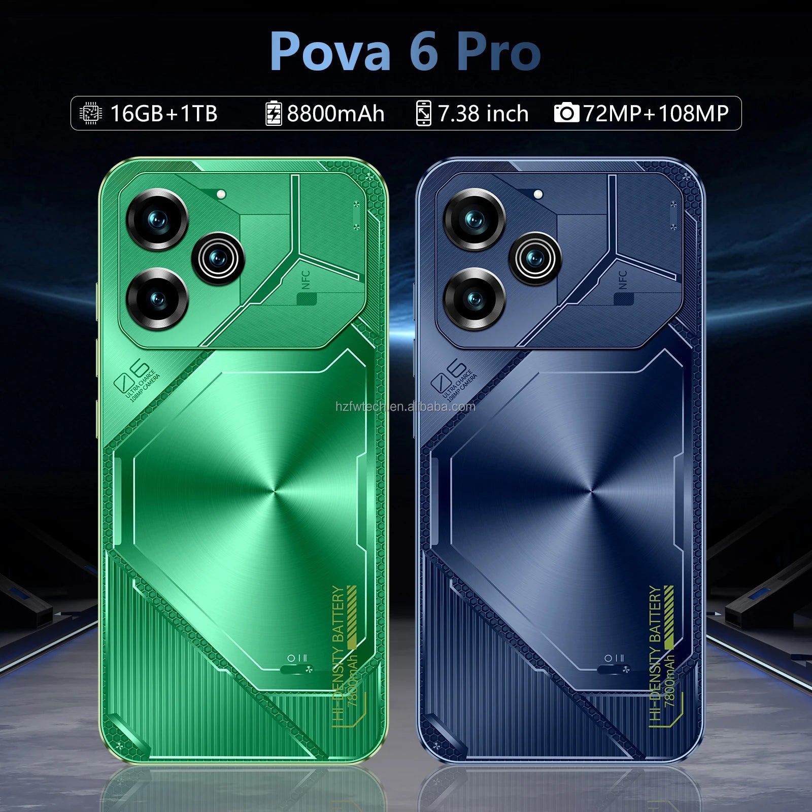 Unlocked Pova6Pro 5G Smartphone 6.8Inch Display with High-Capacity 8800mAh Battery