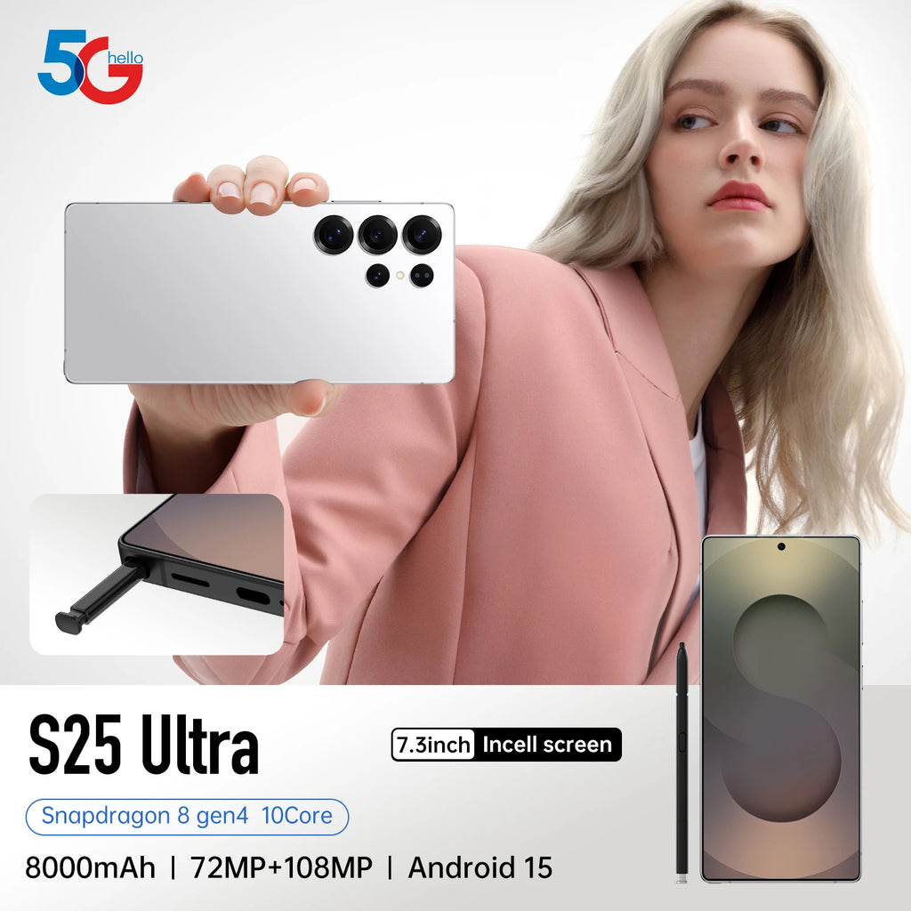 New S25 Ultra 5g Smartphone 7.3 Inch Hd Screen 16gb+1tb 5g Dual Card Mobile Phone Original High Quality Cellphone Version