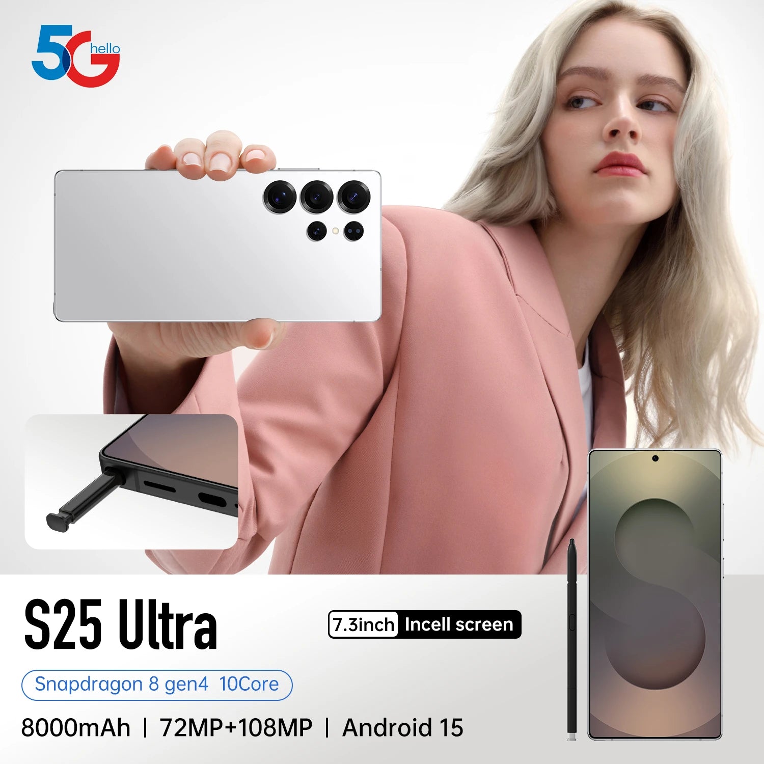New S25 Ultra 5g Smartphone 7.3 Inch Hd Screen 16gb+1tb 5g Dual Card Mobile Phone Original High Quality Cellphone Version