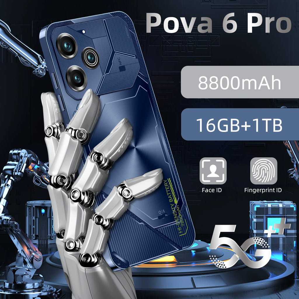 Unlocked Pova6Pro 5G Smartphone 6.8Inch Display with High-Capacity 8800mAh Battery