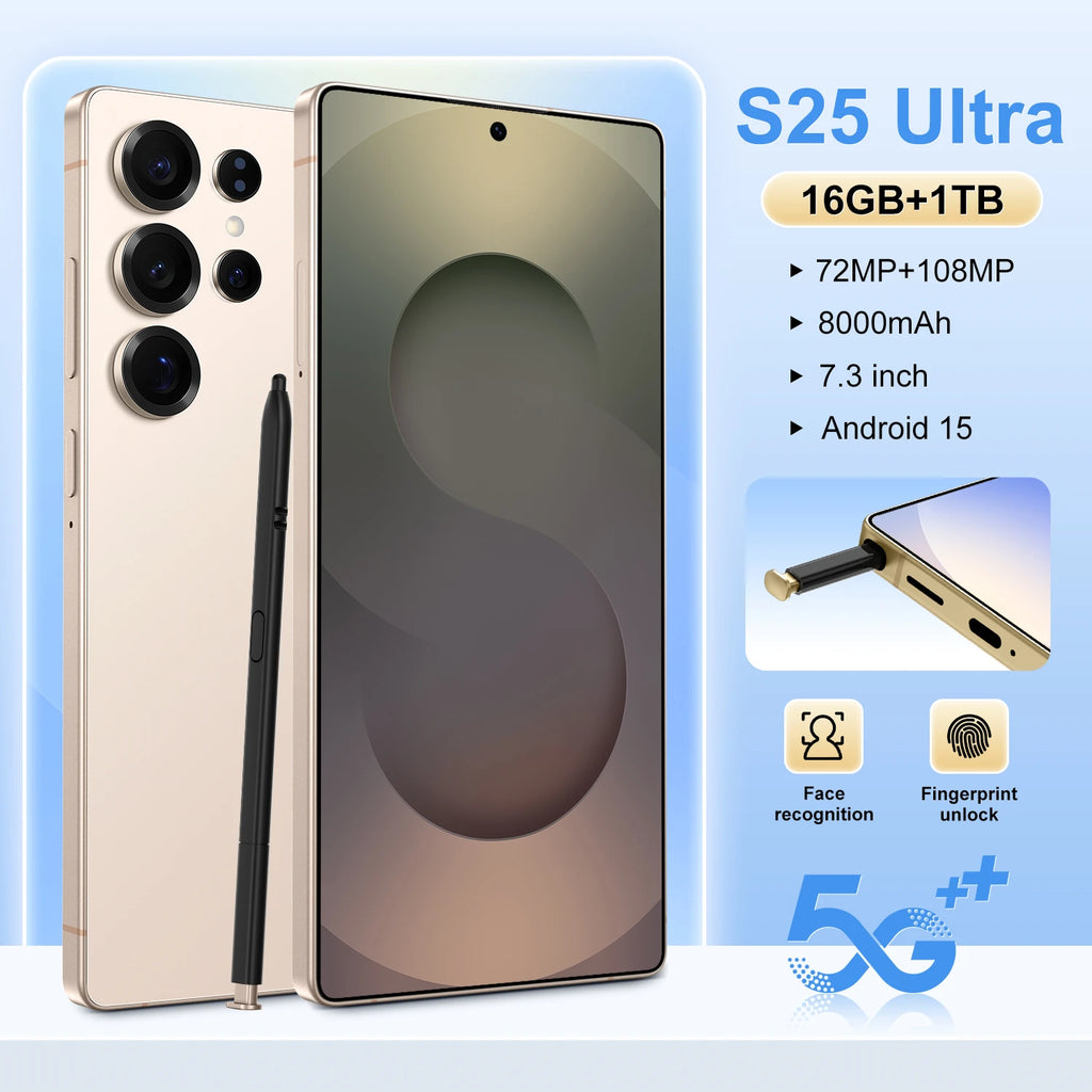 New S25 Ultra 5g Smartphone 7.3 Inch Hd Screen 16gb+1tb 5g Dual Card Mobile Phone Original High Quality Cellphone Version