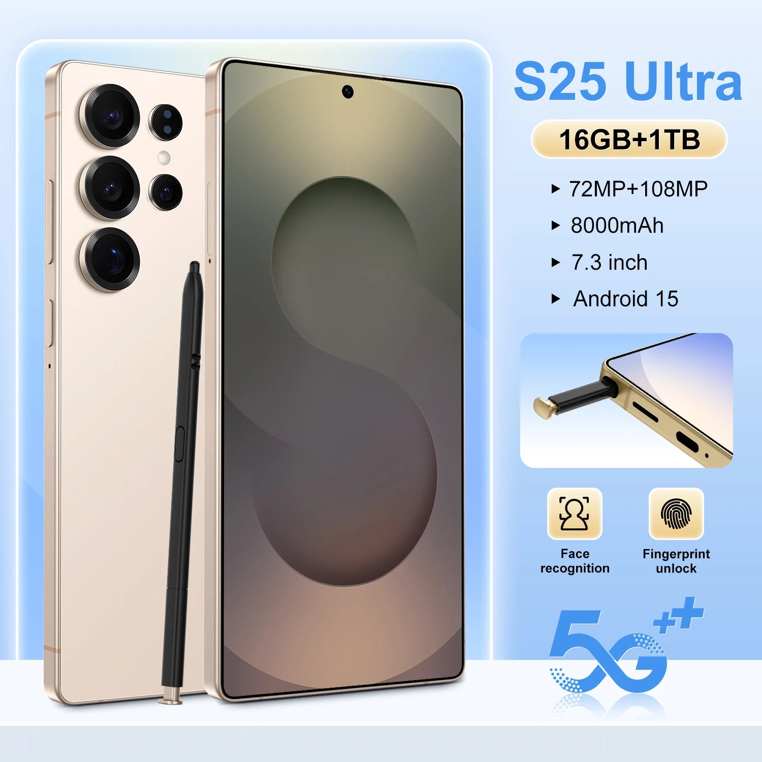 New S25 Ultra 5g Smartphone 7.3 Inch Hd Screen 16gb+1tb 5g Dual Card Mobile Phone Original High Quality Cellphone Version