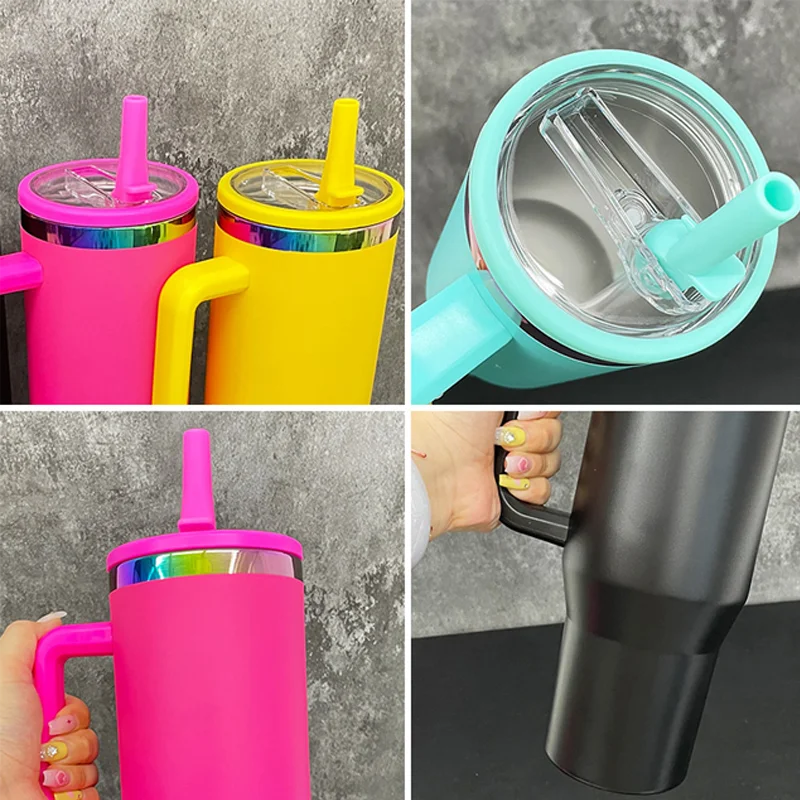 Us in Stock 40 OZ Colorful Rainbow Plated Eco Friendly Insulated Cup Custom 40 OZ Travel Tumbler for Daily Use