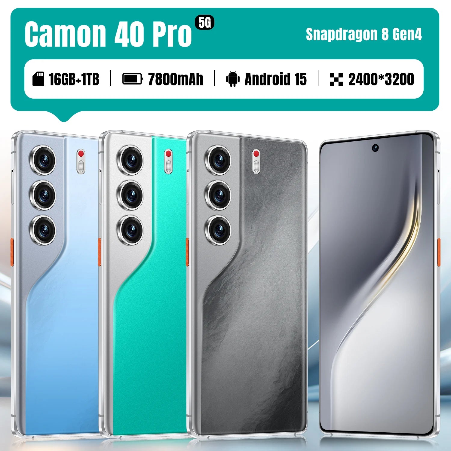 New Arriving Camon 40 Pro 5G Mobile Phone Deca Core 16GB+1TB Android 15 Dual SIM Smartphone