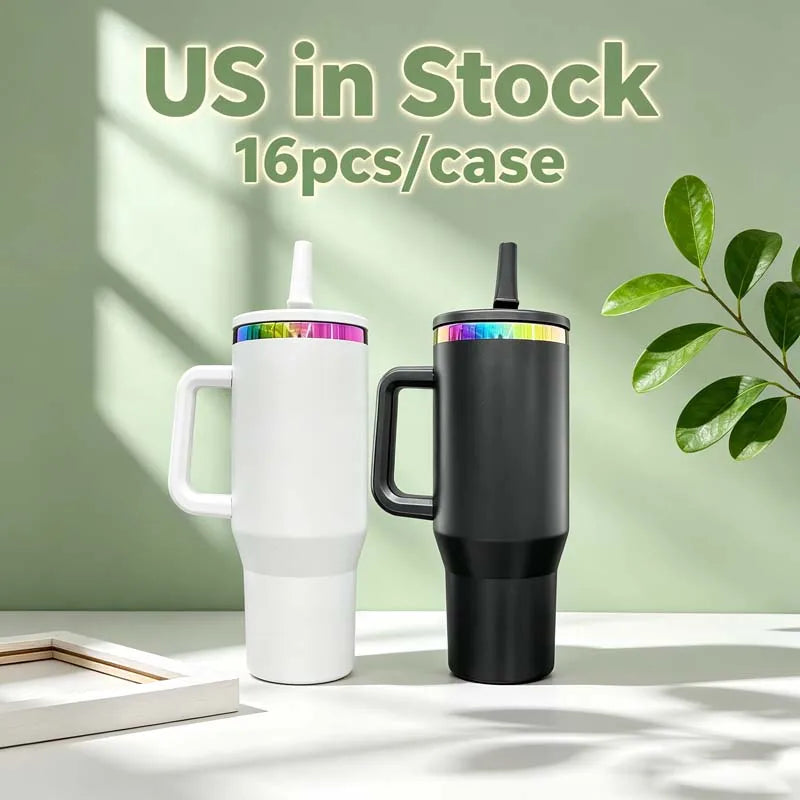 Us in Stock 40 OZ Colorful Rainbow Plated Eco Friendly Insulated Cup Custom 40 OZ Travel Tumbler for Daily Use