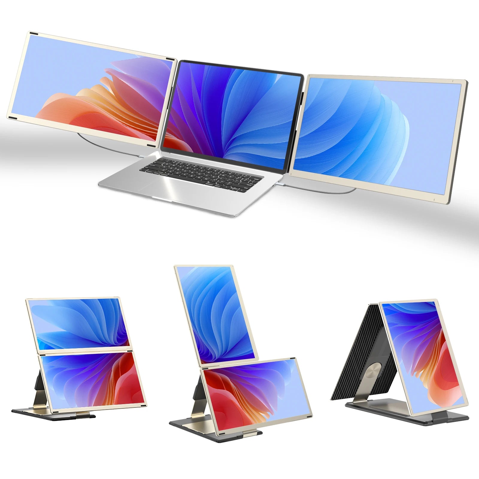 15.6 Inch High Brightness FHD 1080P IPS S6 Portable Dual Screens Detachable USB Type-C Plug Play Laptop Triple External Monitors