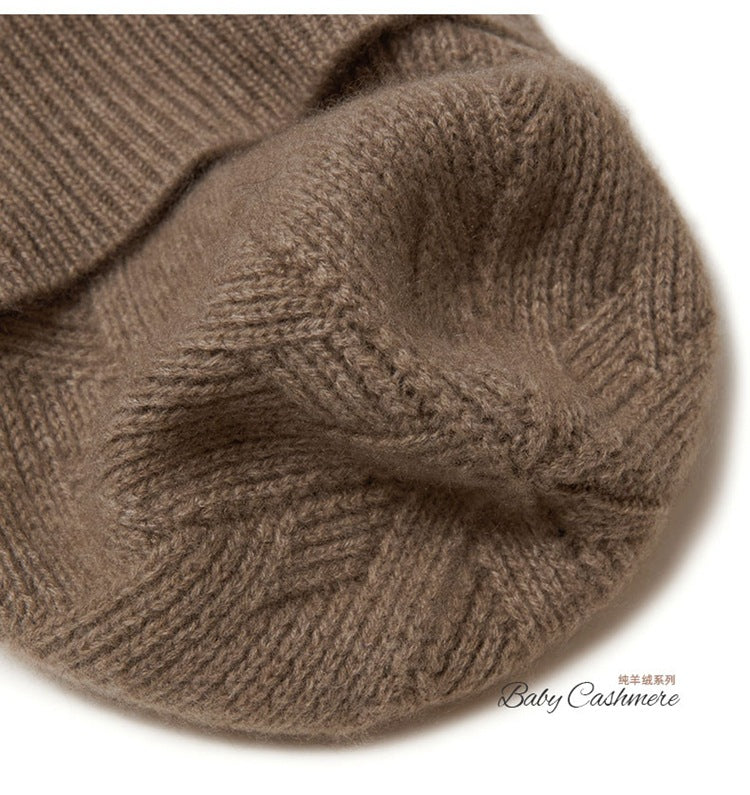 Consaini New 100 Pure Cashmere Hat All-match Middle-aged and Young European and American Knitted Hat Amazon Warm Ear Protection Hat