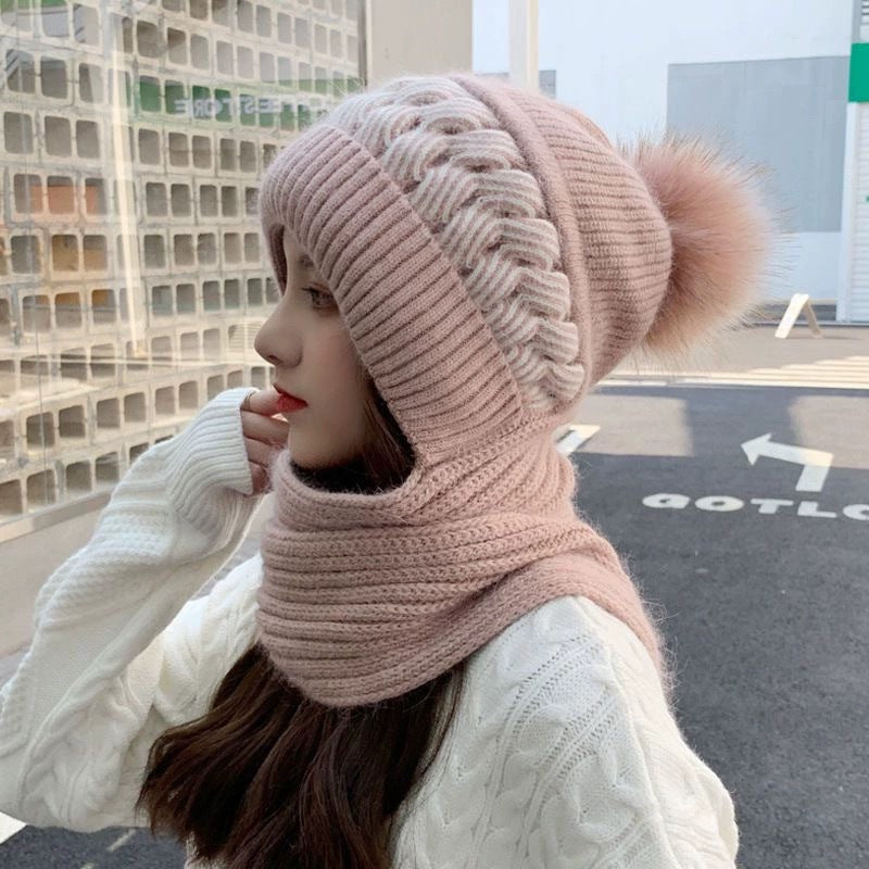 Hat Women's Autumn and Winter Velvet Scarf