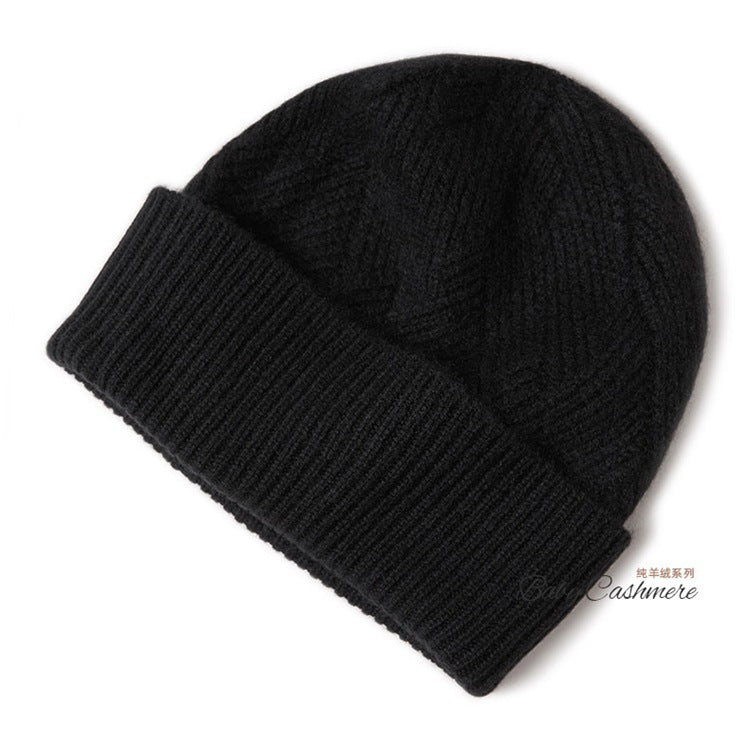 Consaini New 100 Pure Cashmere Hat All-match Middle-aged and Young European and American Knitted Hat Amazon Warm Ear Protection Hat