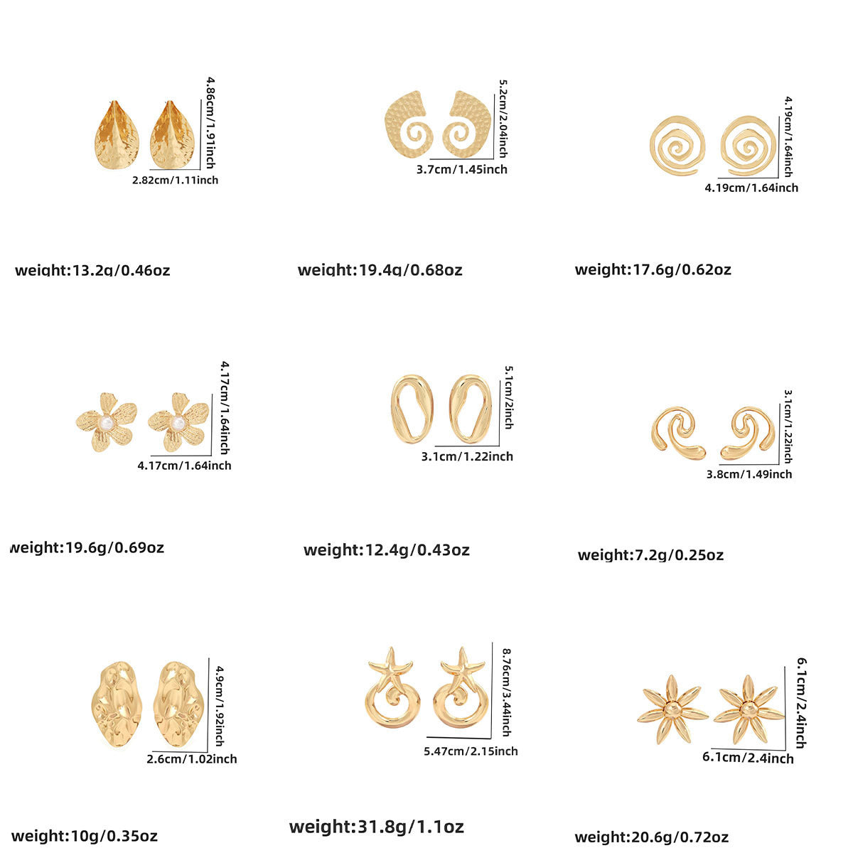 European and American light luxury high-end metal style simple personality earrings women's retro flower pearl hollow love earrings