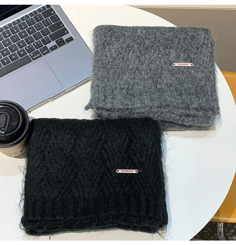 Albaca Alpaca Scarf Women's Winter New Wool Blended Korean Fashionable Student High-grade Knitted Scarf
