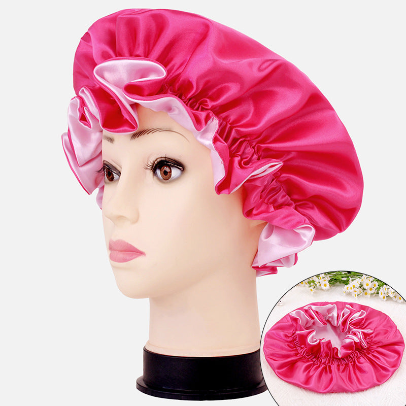 2026 New Style Hair Care Women's Postpartum Hat Satin Elastic Wide-Brimmed Double-Layer Warm Hat