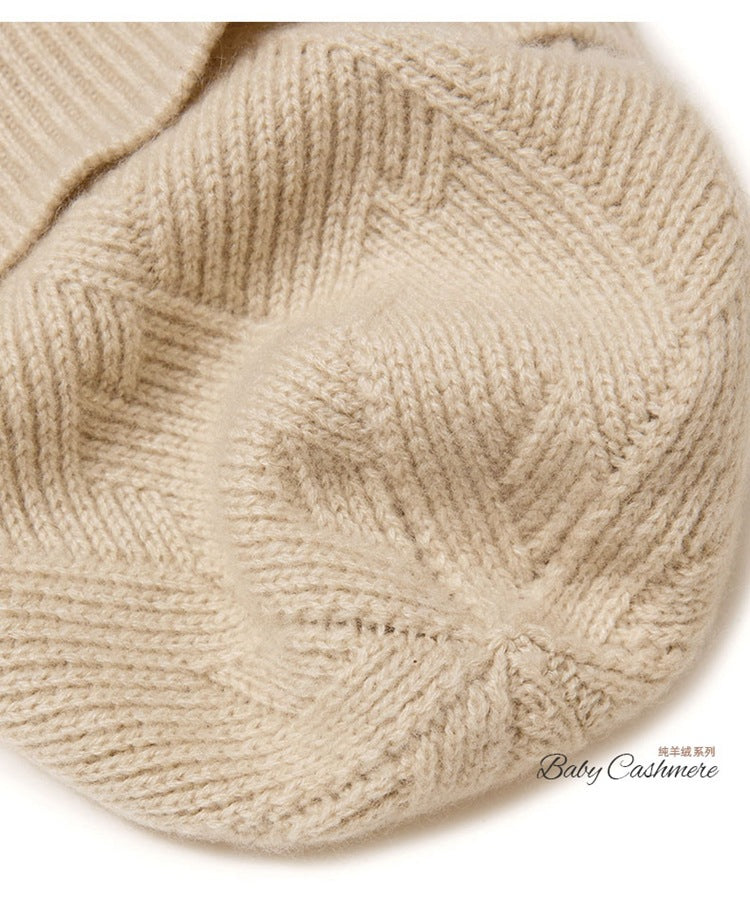 Consaini New 100 Pure Cashmere Hat All-match Middle-aged and Young European and American Knitted Hat Amazon Warm Ear Protection Hat