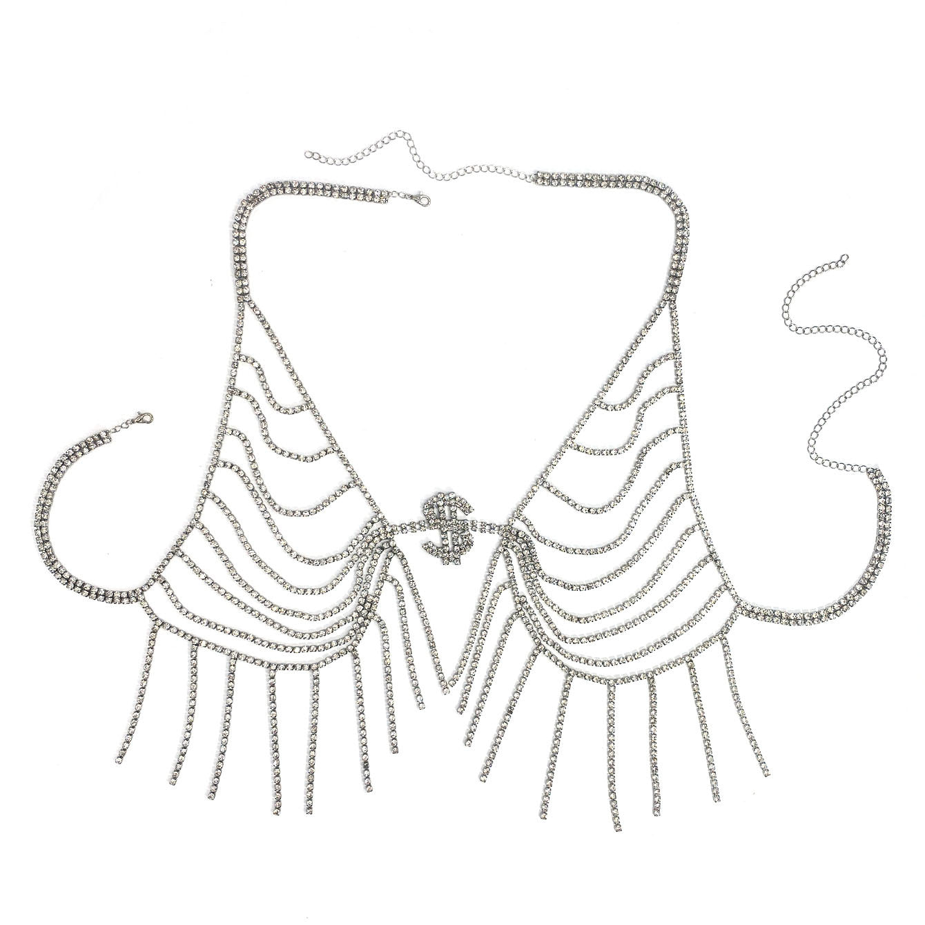 Cross-border Europe and the United States hot dollar tassel chest chain nightclub sexy trend rhinestone body chain women