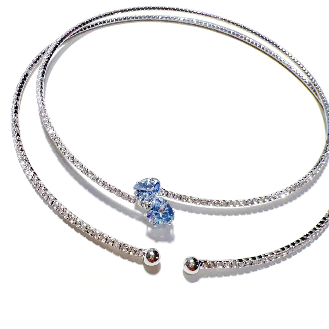 European and American design ins style double-layer collar handmade banquet jewelry full of diamond love zircon neck chain necklace