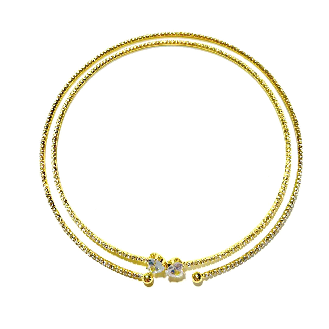 European and American design ins style double-layer collar handmade banquet jewelry full of diamond love zircon neck chain necklace