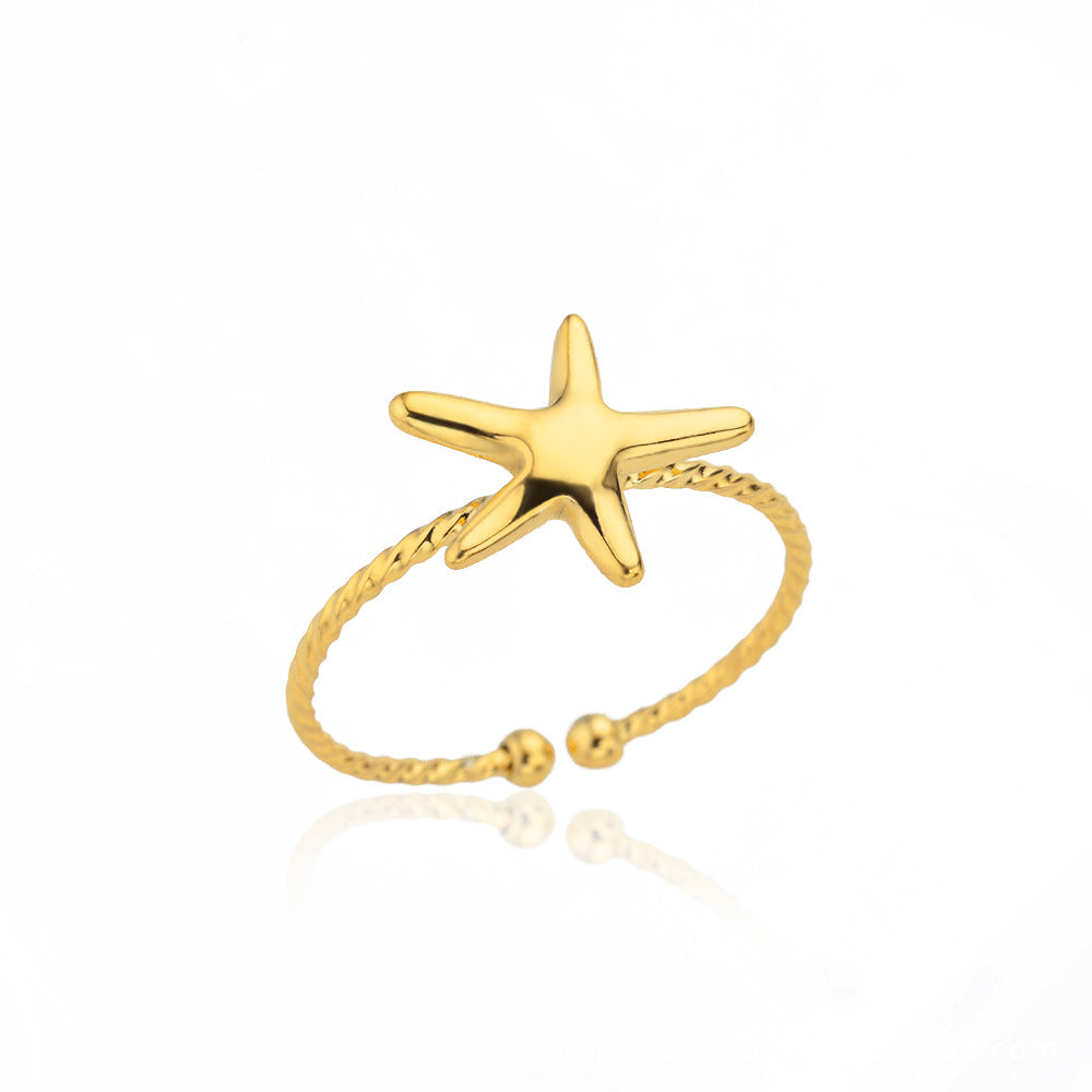Cross-border stainless steel ring adjustable geometric ring 18k