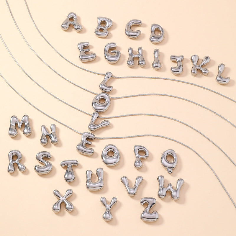 Pendant Single Pendant European and American Fashion Stainless Steel Jewelry Mini Bubble English Letter Pendant DIY Accessories Jewelry