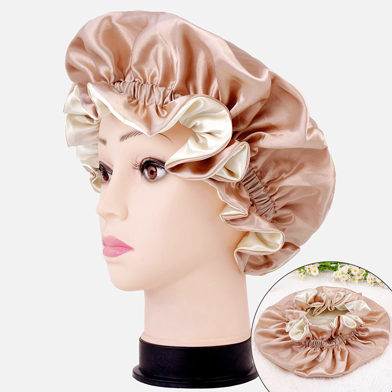 2026 New Style Hair Care Women's Postpartum Hat Satin Elastic Wide-Brimmed Double-Layer Warm Hat