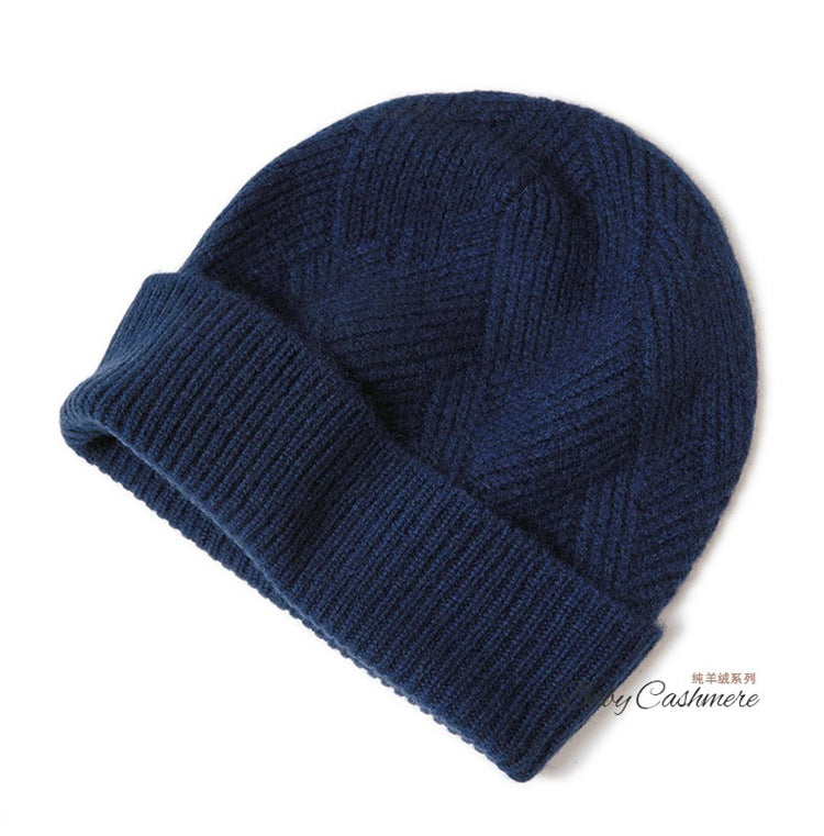 Consaini New 100 Pure Cashmere Hat All-match Middle-aged and Young European and American Knitted Hat Amazon Warm Ear Protection Hat