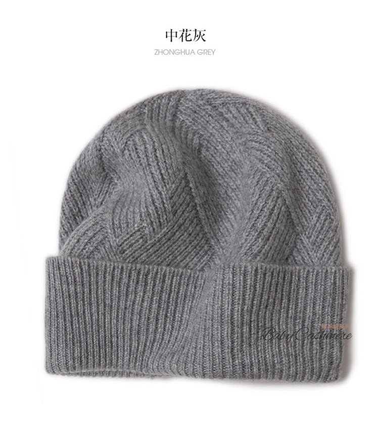 Consaini New 100 Pure Cashmere Hat All-match Middle-aged and Young European and American Knitted Hat Amazon Warm Ear Protection Hat