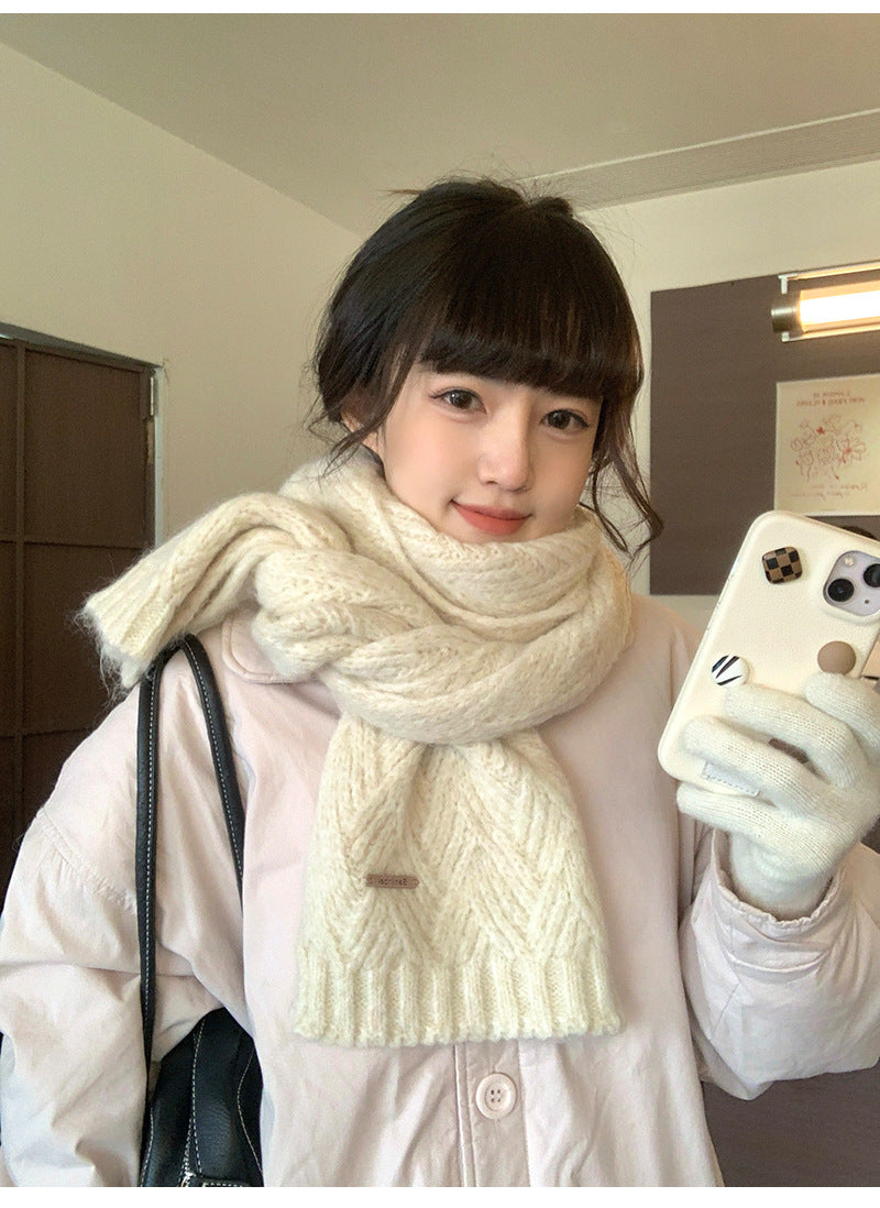 Albaca Alpaca Scarf Women's Winter New Wool Blended Korean Fashionable Student High-grade Knitted Scarf