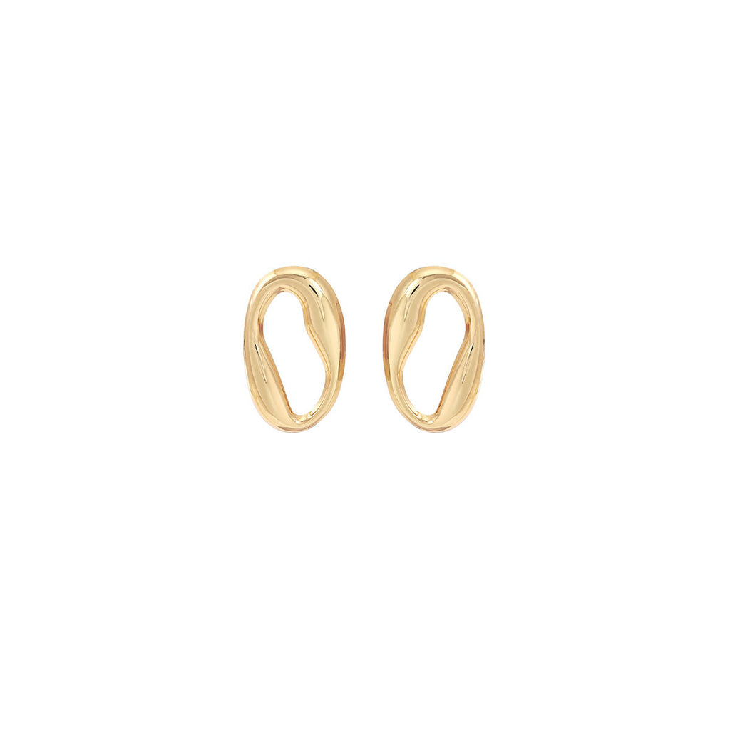 European and American light luxury high-end metal style simple personality earrings women's retro flower pearl hollow love earrings