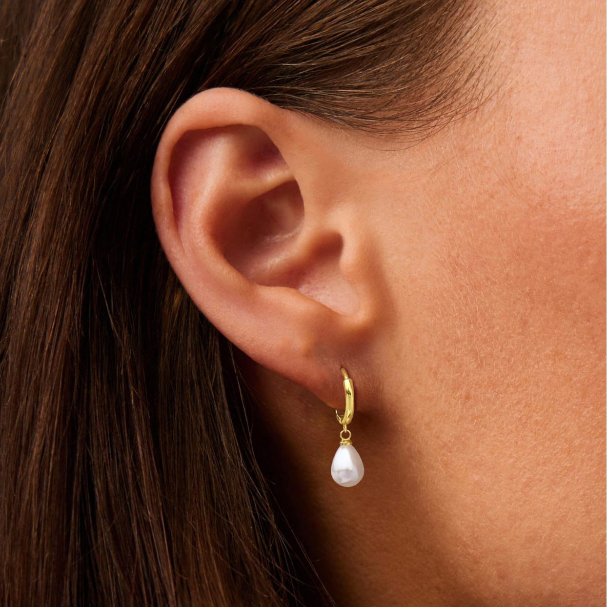 Europe and the United States cross-border hot-selling stainless steel 18k gold plating water drop shape pearl earrings high ladies earrings earrings