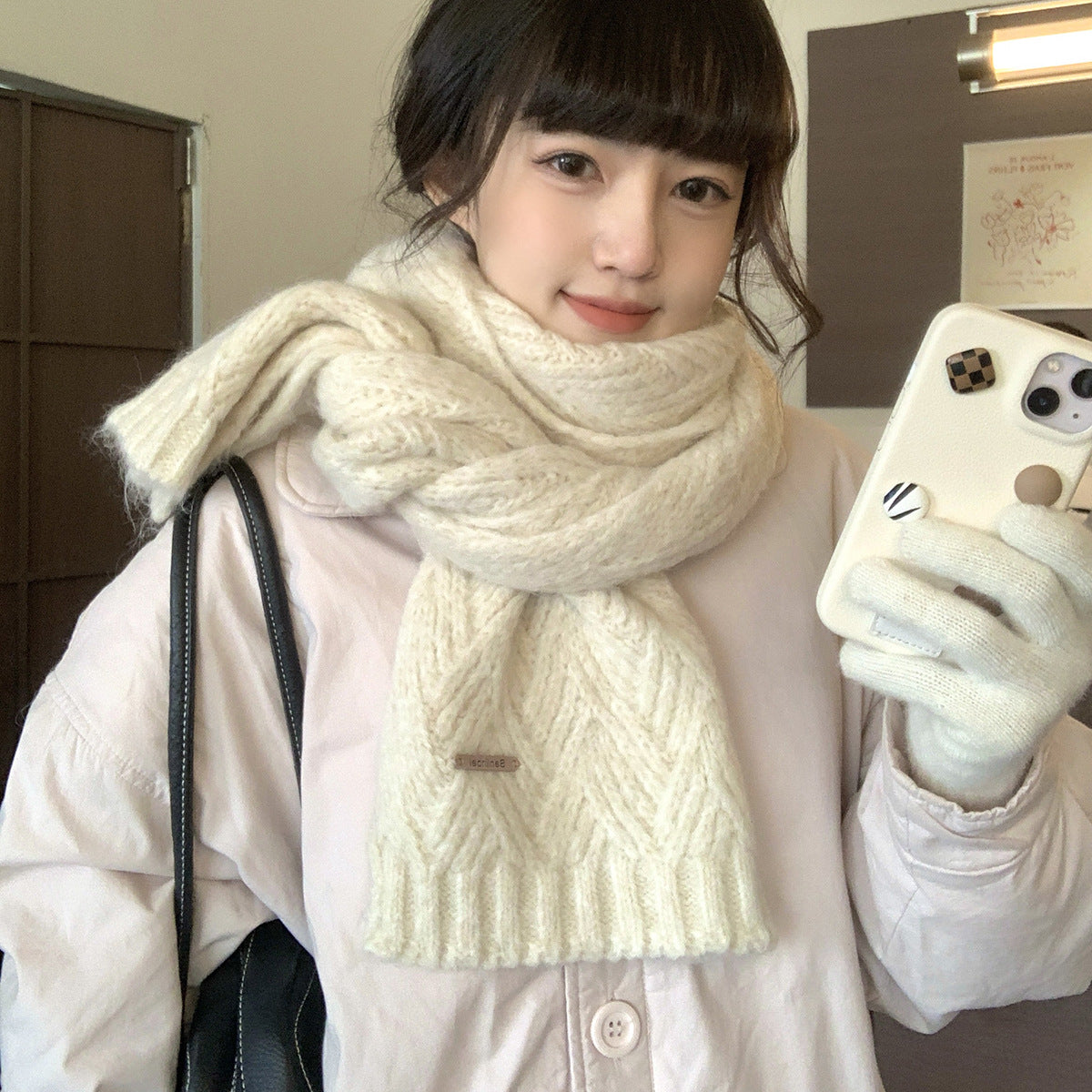 Albaca Alpaca Scarf Women's Winter New Wool Blended Korean Fashionable Student High-grade Knitted Scarf