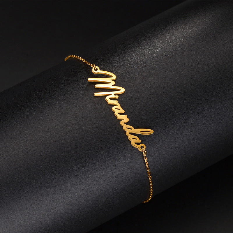 Factory direct cross-border explosions diy niche design necklace custom name stainless steel necklace clavicle chain
