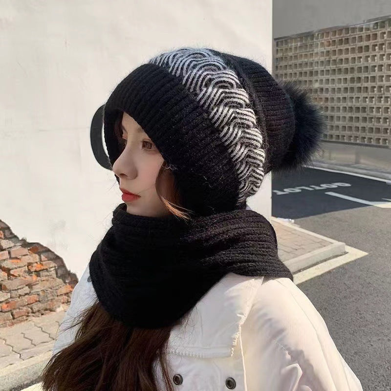 Hat Women's Autumn and Winter Velvet Scarf