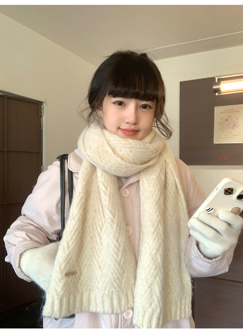 Albaca Alpaca Scarf Women's Winter New Wool Blended Korean Fashionable Student High-grade Knitted Scarf