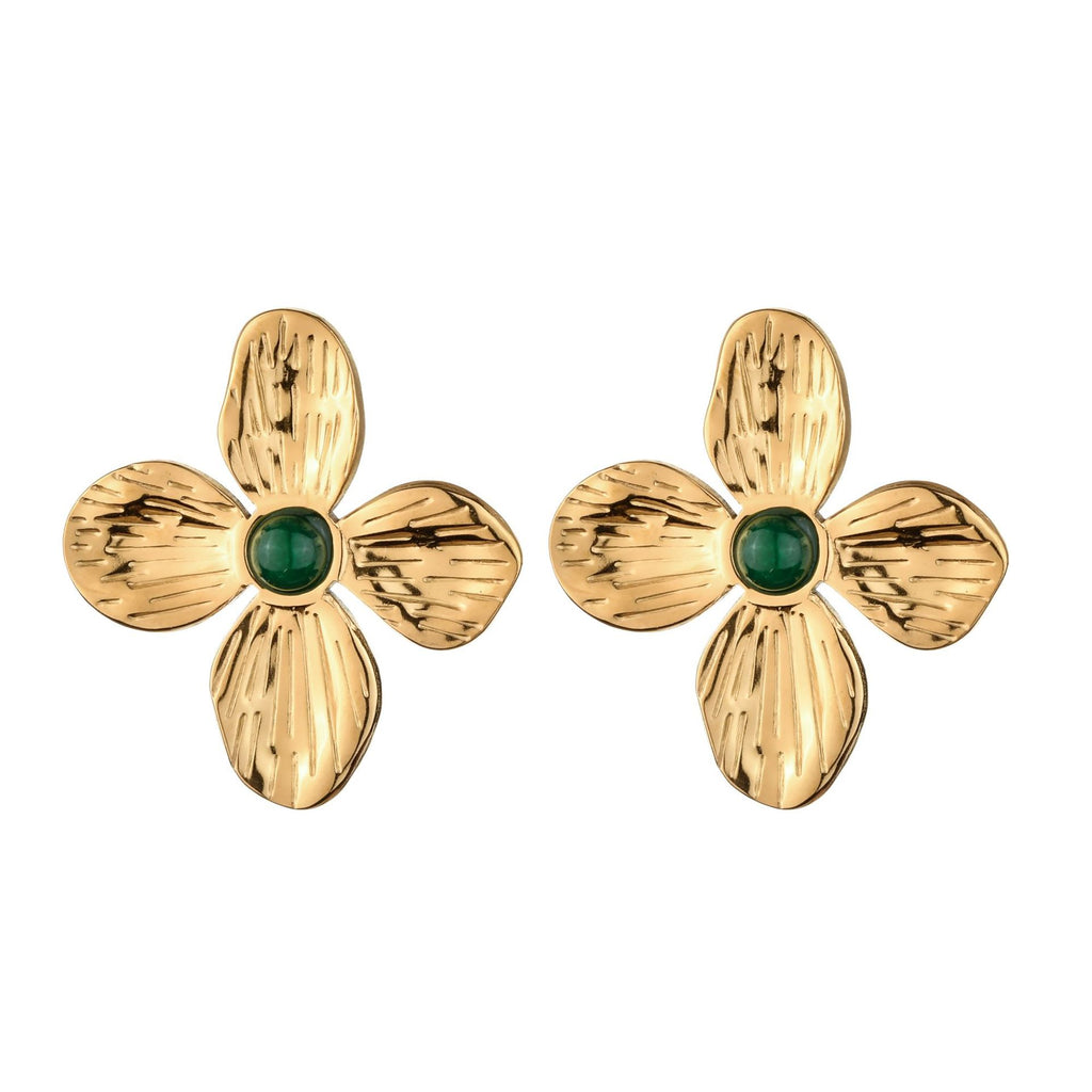 European and American retro style niche exquisite high-grade stainless steel earrings bud design petal does not fade earrings women