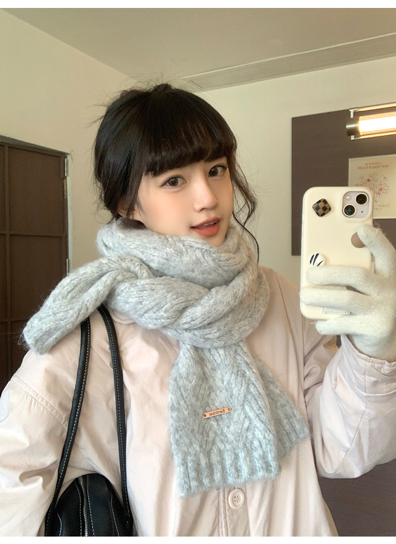 Albaca Alpaca Scarf Women's Winter New Wool Blended Korean Fashionable Student High-grade Knitted Scarf