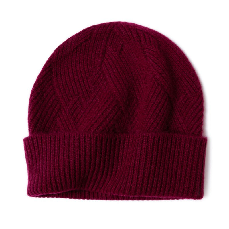 Consaini New 100 Pure Cashmere Hat All-match Middle-aged and Young European and American Knitted Hat Amazon Warm Ear Protection Hat