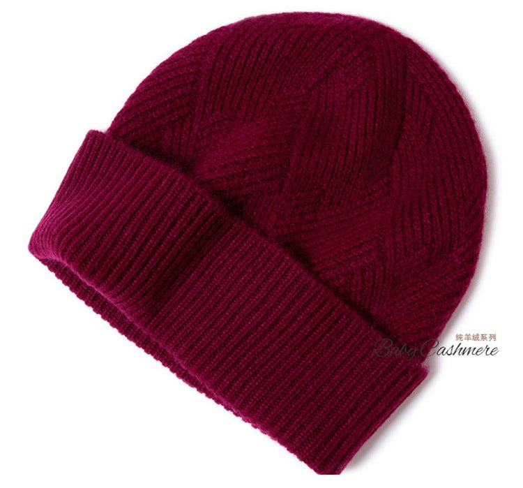 Consaini New 100 Pure Cashmere Hat All-match Middle-aged and Young European and American Knitted Hat Amazon Warm Ear Protection Hat
