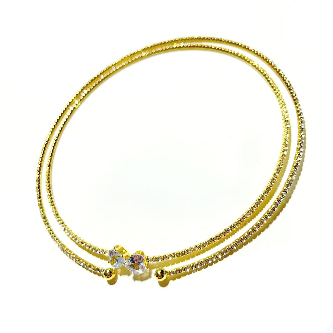 European and American design ins style double-layer collar handmade banquet jewelry full of diamond love zircon neck chain necklace