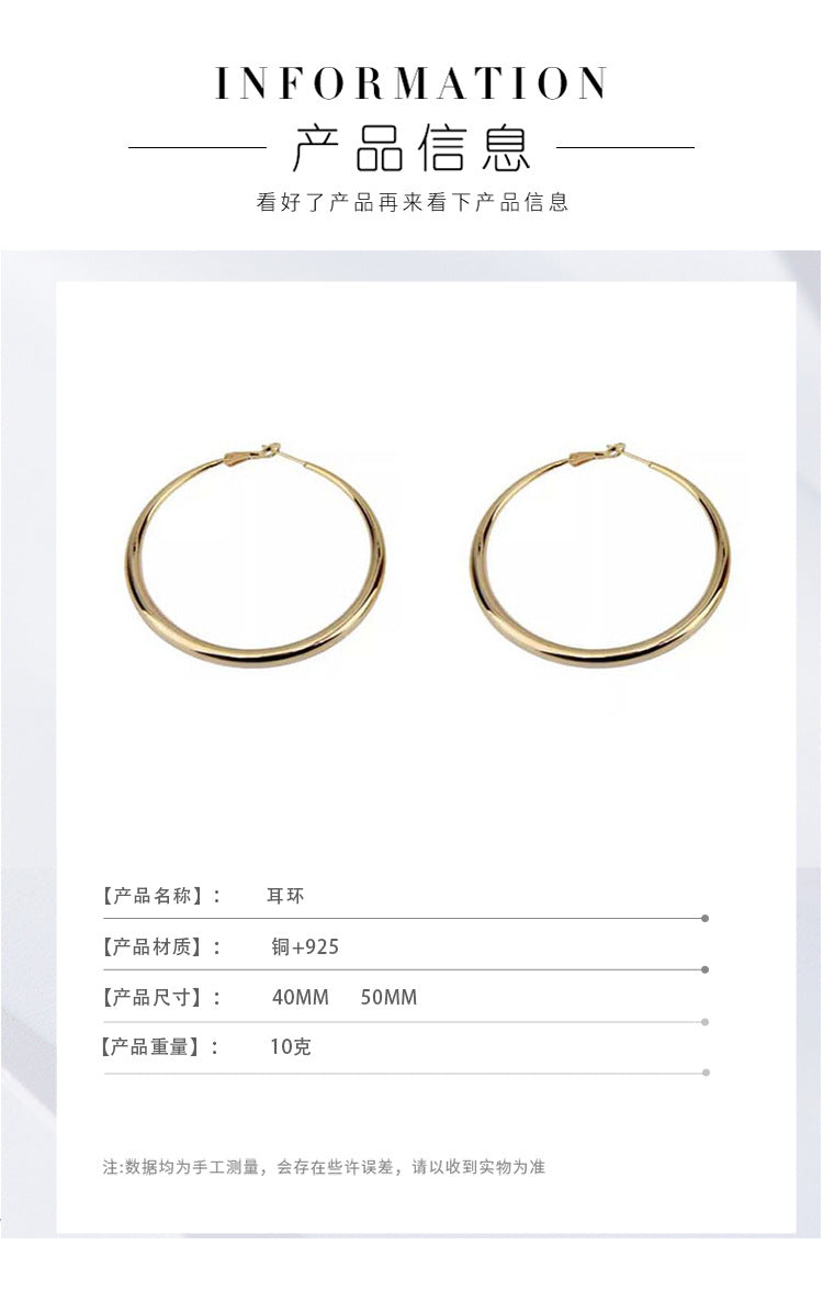 Fashion Explosions European and American Fashion Metal Style Geometry Gap Earrings Large Circle Distinctive Niche All-match Ear Jewelry Women