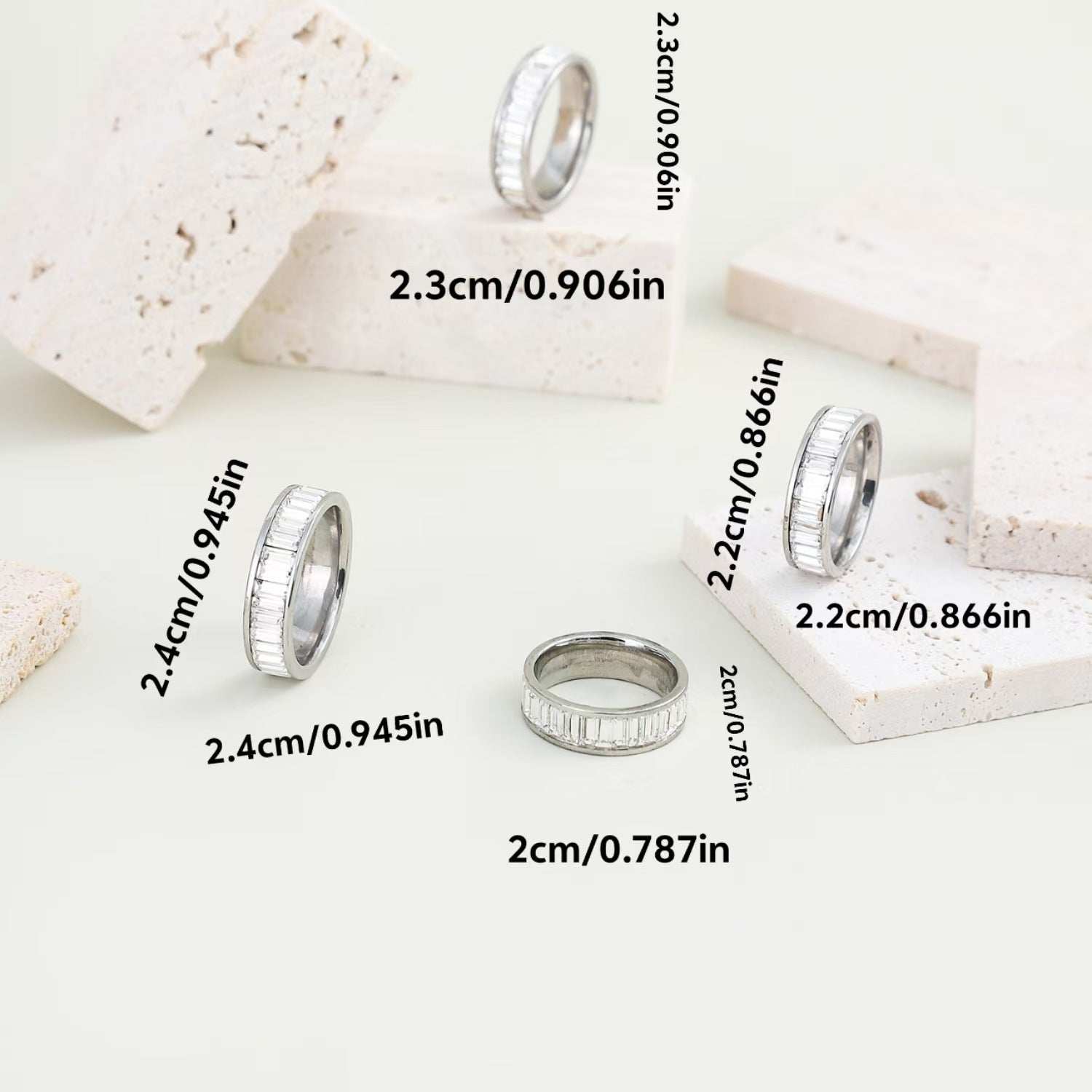 Cross-border plain ring stainless steel ring rectangular zircon ring titanium steel diamond lovers ring jewelry wholesale