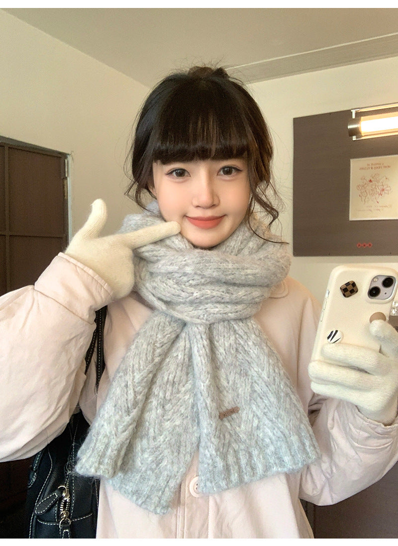 Albaca Alpaca Scarf Women's Winter New Wool Blended Korean Fashionable Student High-grade Knitted Scarf