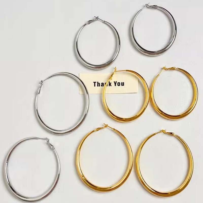 Fashion Explosions European and American Fashion Metal Style Geometry Gap Earrings Large Circle Distinctive Niche All-match Ear Jewelry Women