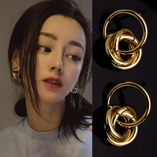 Fashion Explosions European and American Fashion Metal Style Geometry Gap Earrings Large Circle Distinctive Niche All-match Ear Jewelry Women