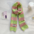Korean Style New Style Striped Wool Knitted Scarf Women's Winter Warm Thick High-end All-match Scarf Light Luxury